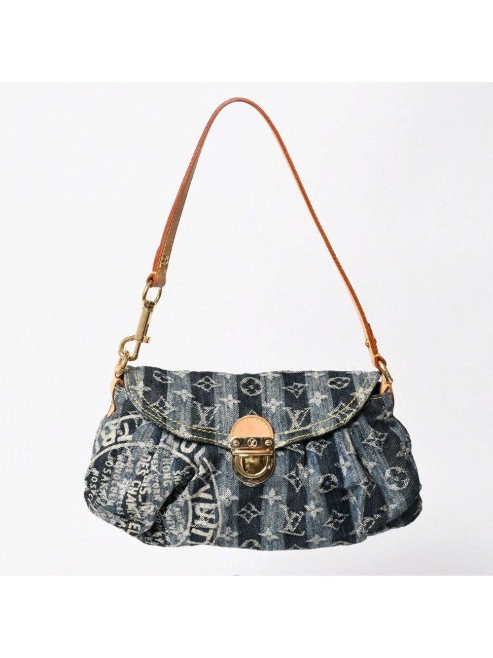 Louis Vuitton Monogram Denim Mini Pleaty Raye Shoulder Bag